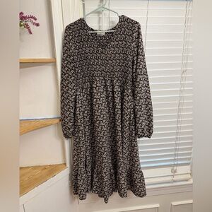 Orange Creek Black Floral Midi Dress